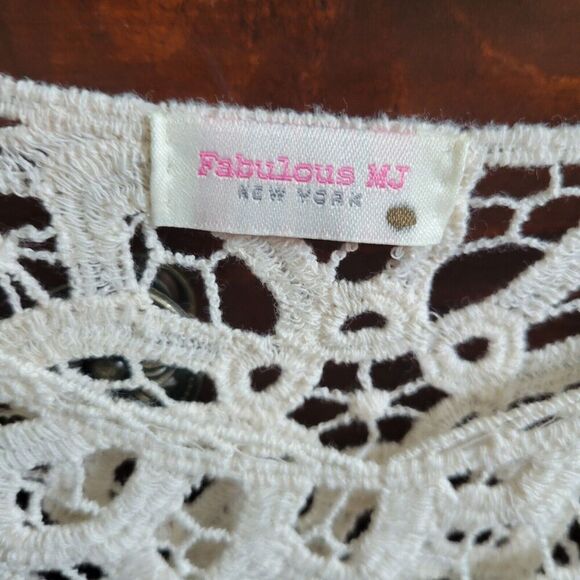 Fabulous MJ New York woman's boho top 100% Cotton No Sz Tag. Cottage Prarie Lace - Picture 2 of 12